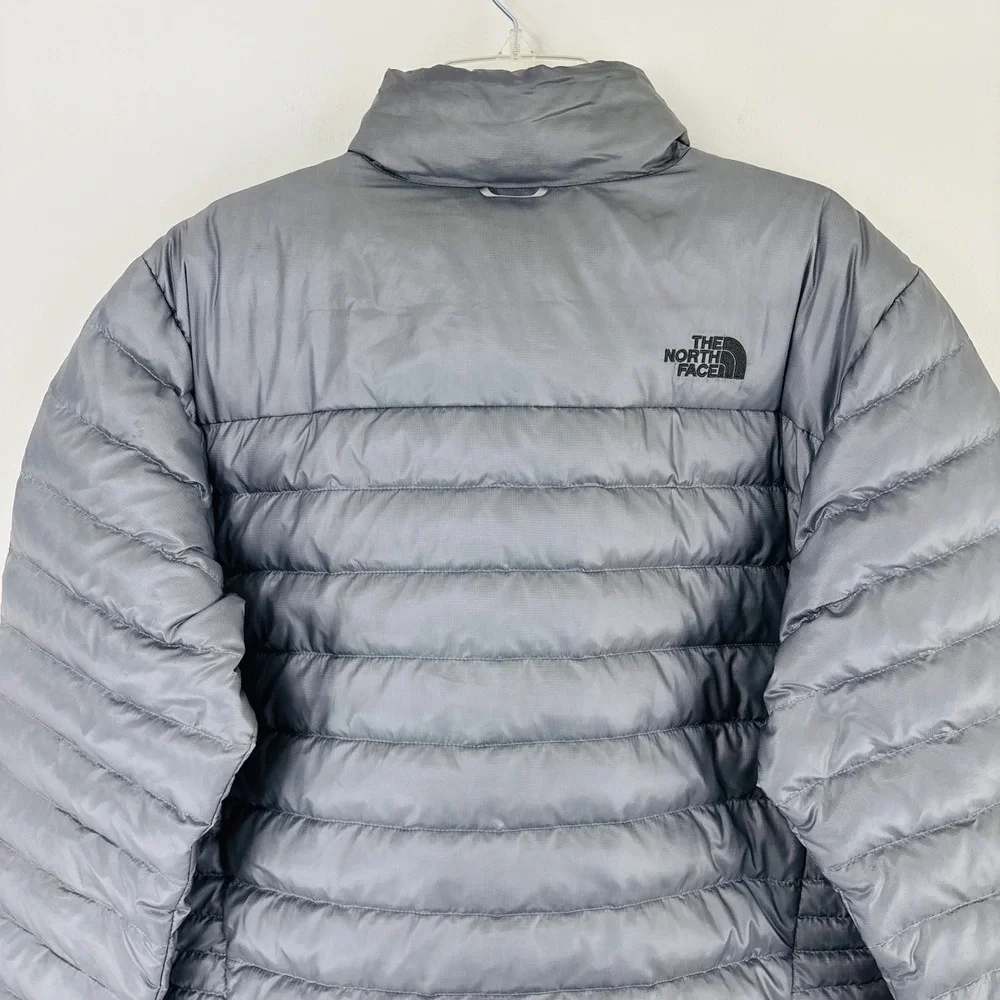 The North Face 550 Down Puffer Jacket Mens Medium Gray Flare Quilted NF0A55XG